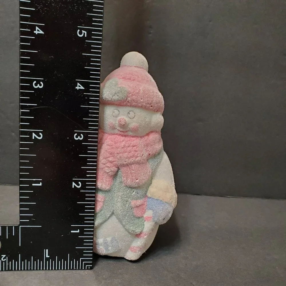 Vintage Flocked Mr and Mrs Snowman Figurines, Set of 2, Christmas Statues